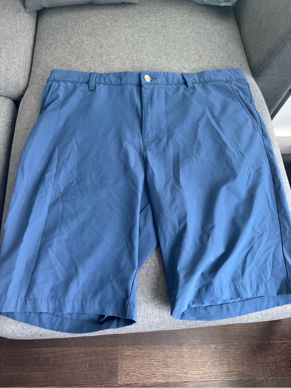 adidas Men's Navy Blue Flat-Front Performance Shorts